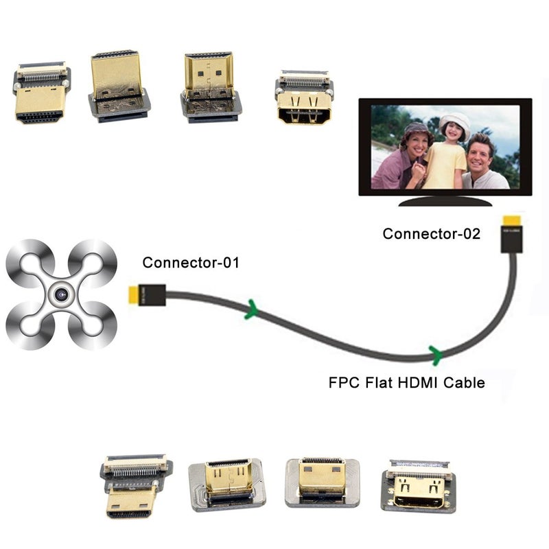 JSER CYFPV Micro HDMI Type D Male Up Angled 90 Degree for FPV HDTV Multicopter Aerial Photography - Image 5